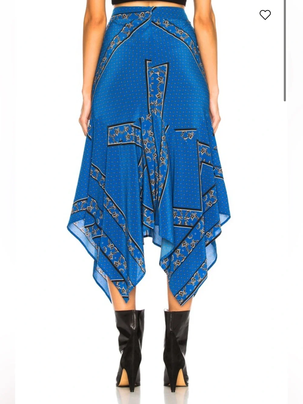 GANNI Sandwashed Silk Electric Blue Asymmetrical  Hem Skirt size XL